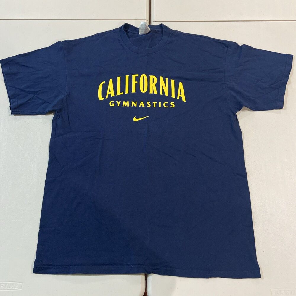 Vintage Nike Team UC Berkeley California Gymnastics T Shirt Blue Tee Sz XL
